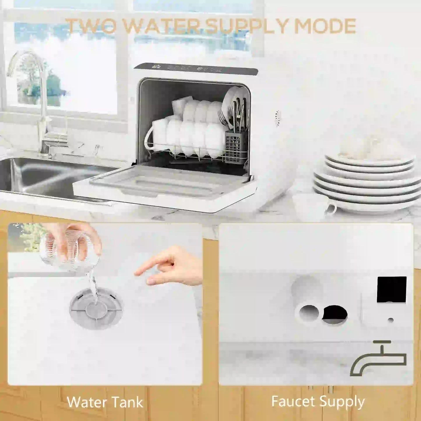 Countertop Dishwasher, 6L Water Tank, 5 Wash Programs, White Small Kitchen Appliances at Gallery Canada