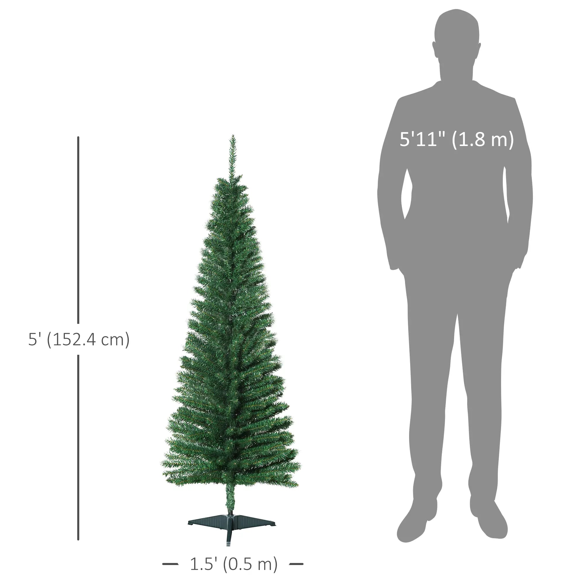 5FT Pencil Christmas Tree, Realistic Branches, Stable Stand, Green Pencil Christmas Trees at Gallery Canada