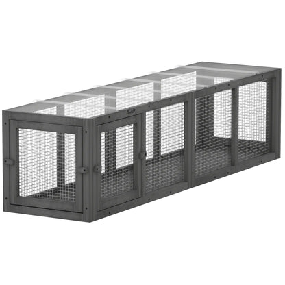 Outdoor Cat Tunnel, Wooden Enclosure, Extendable Pet Run, 3 Doors, Grey Outdoor Cat Enclosures at Gallery Canada