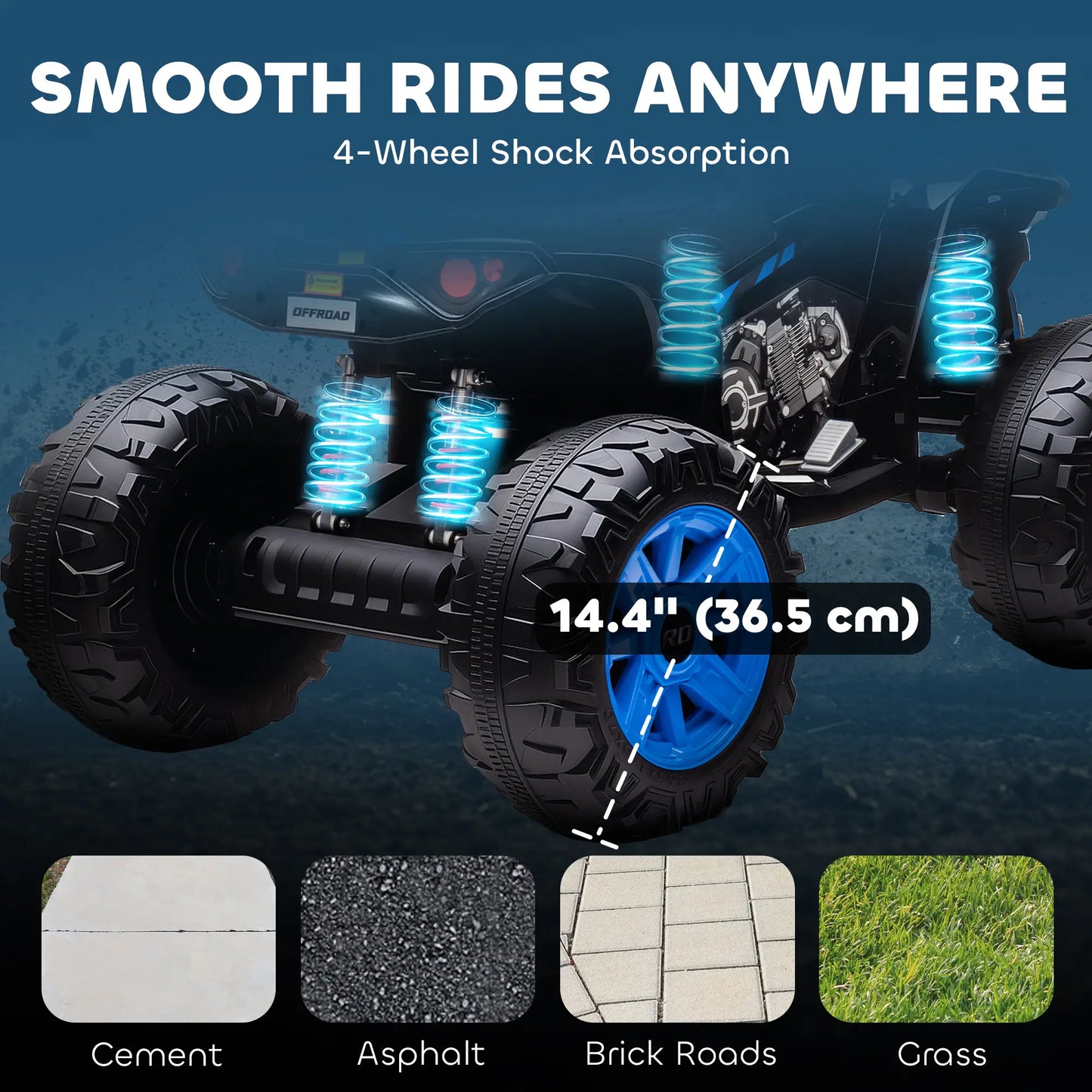 2-Seater All-Terrain 4 Wheeler, 24V Kids ATV, Electric Quad Car, Black Electric Toy Cars at Gallery Canada