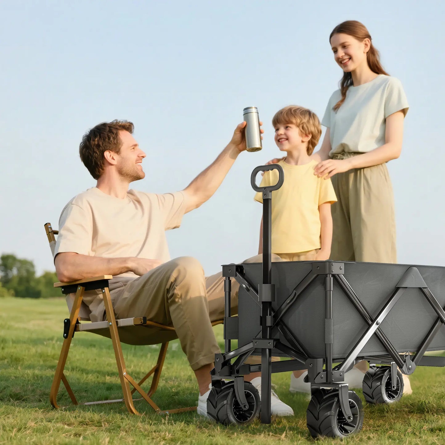 Folding Camping Trailer, Outdoor Pull Along, Anti-Slip Wheel, Dark Grey Bike Cargo Trailers at Gallery Canada