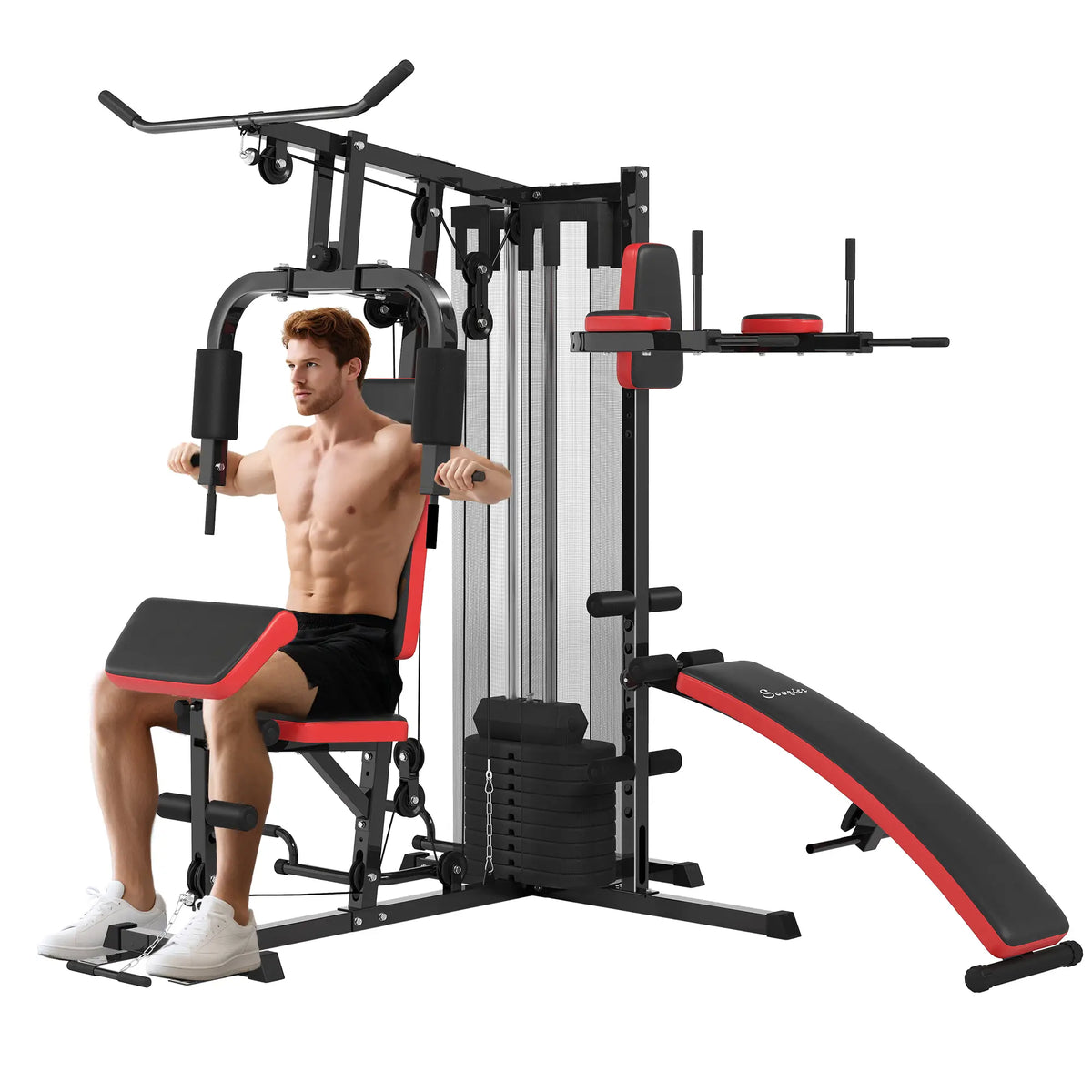 Home Gym Equipment, Workout Station with Bench, Push Up Stand, Dip Station, 99lbs Weights Power Towers at Gallery Canada