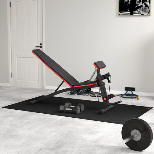 Foldable Adjustable Dumbbell Press Bench, Weight Training Gym Chair, Black & Red