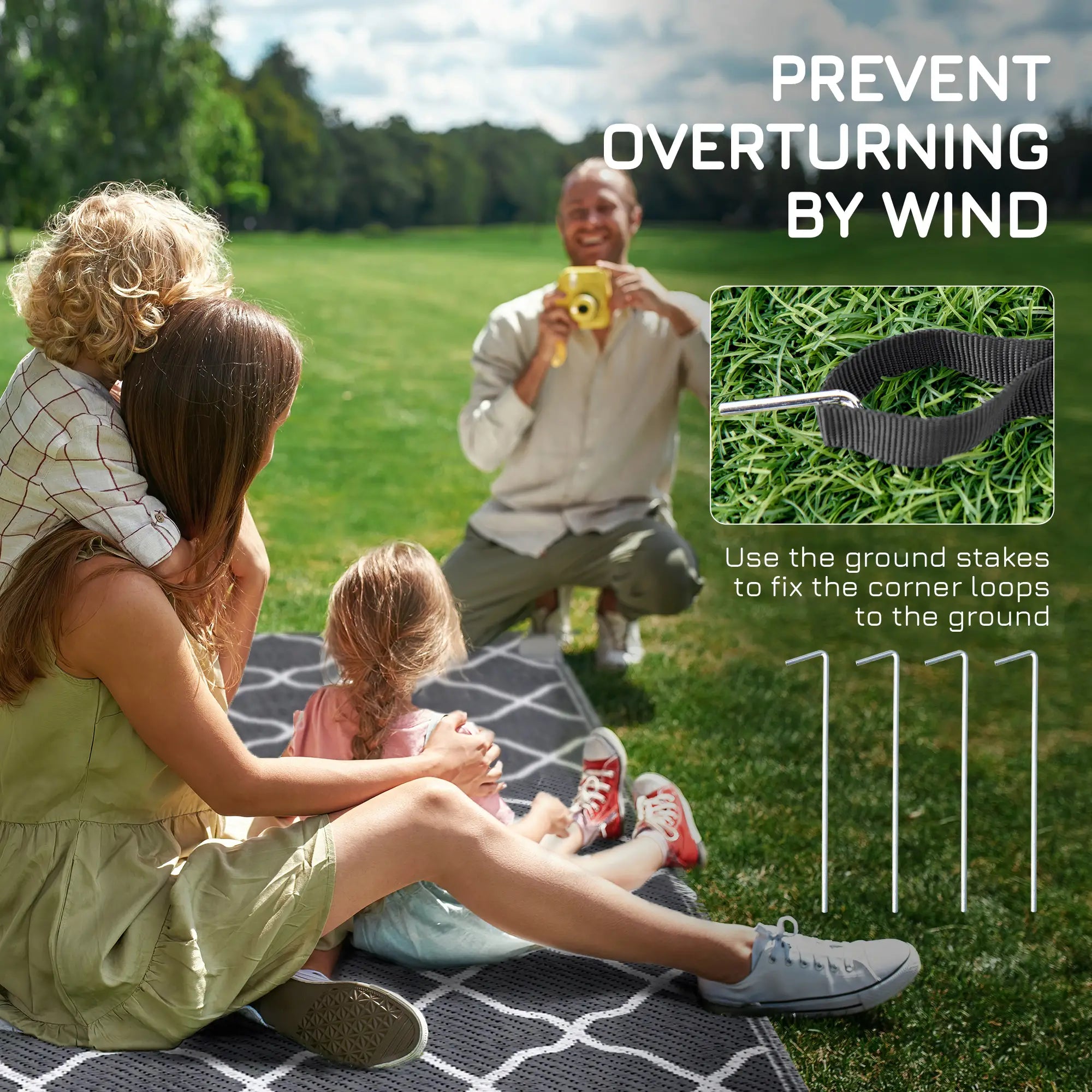 Waterproof Outdoor Rug, 6' x 9', Reversible RV Mat, Grey & White Garden Decor at Gallery Canada