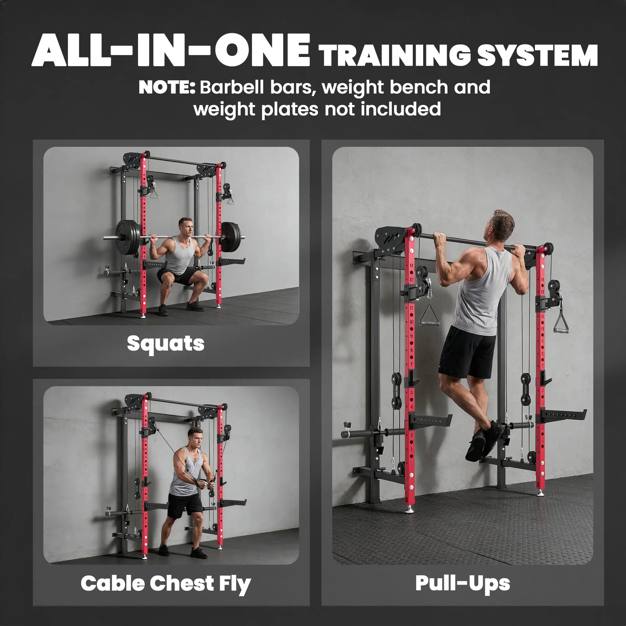 Foldable Power Cage With Pull-Up Bar, Cable Pulley System, 1540 Lbs Power Towers at Gallery Canada
