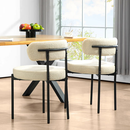 Modern Dining Chairs, Berber Fleece Upholstery, Steel Legs, Beige Dining Chairs at Gallery Canada