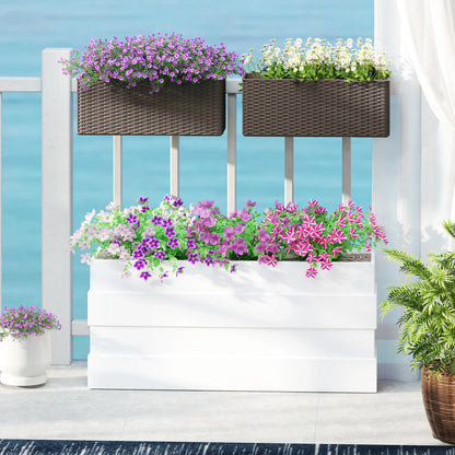 20 Inch Hanging Flower Pots, Railing Planter Box, Rattan Look, Brown Planter Set at Gallery Canada