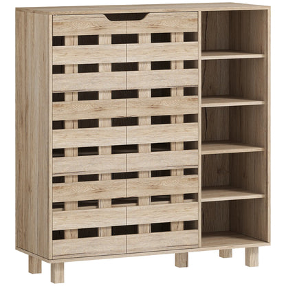 21 Pair Shoe Cabinet, 5-Tier Double Door, 5-Tier Open Shelves, Beige Shoe Storage Cabinets & Racks Beige at Gallery Canada
