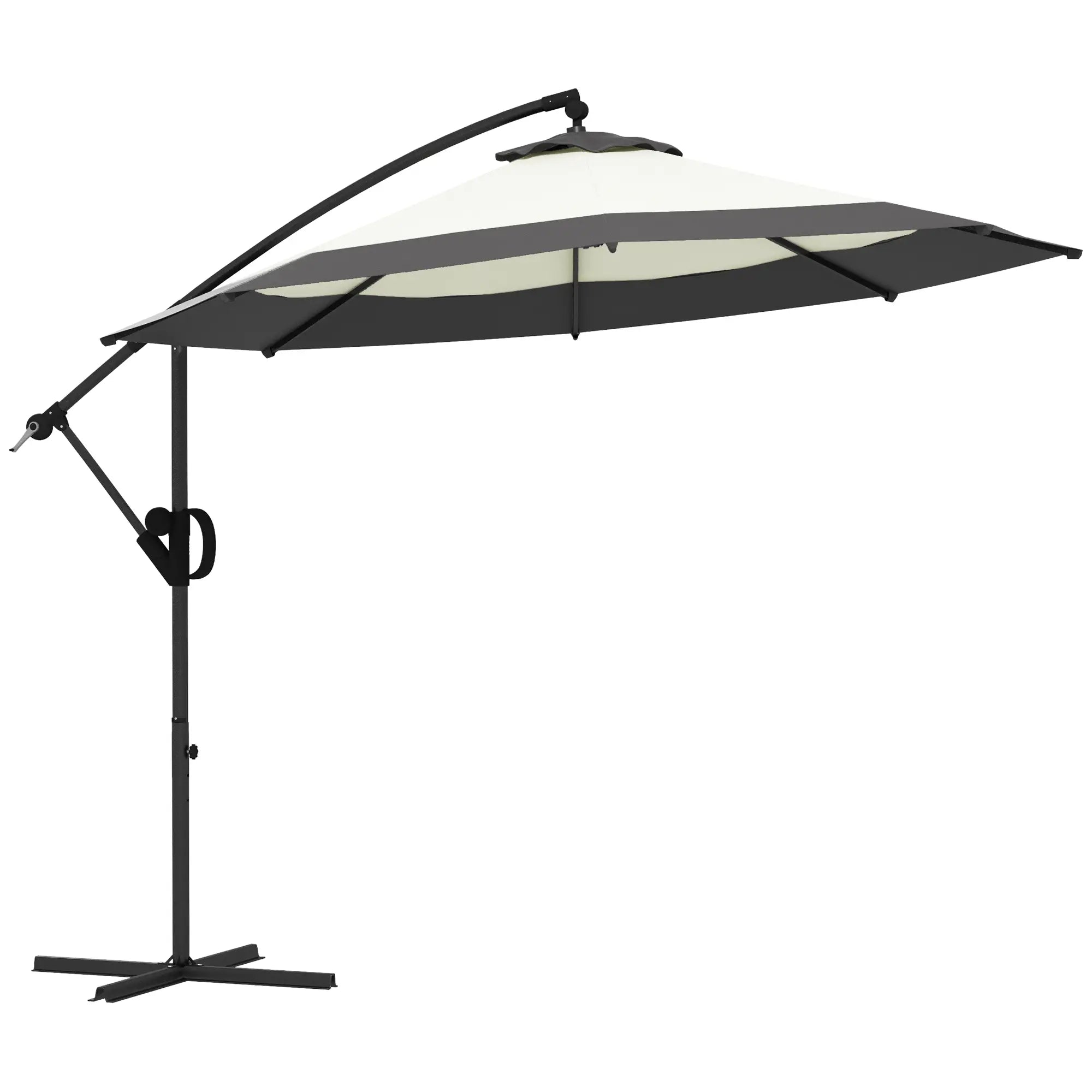 10 FT Cantilever Umbrella, Round Hanging Offset with Crank, Tilt, Grey Cantilever Umbrellas at Gallery Canada