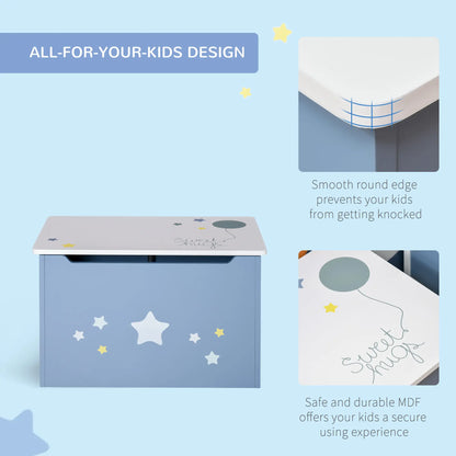 Kids Wooden Toy Storage Box, Bench Seat, 21.75" x 13.5" x 14", Blue Baby & Kids Storage at Gallery Canada