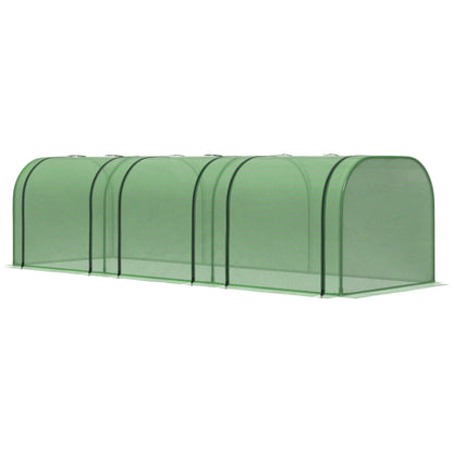 9.7' x 3.3' x 2.5' Mini Tunnel Greenhouse, PE Cover, Steel Frame, Zipped Doors, Dark Green Mini Greenhouses at Gallery Canada