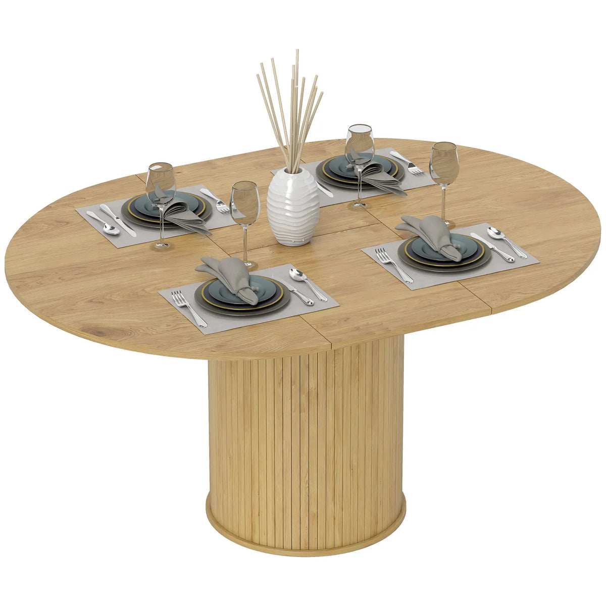 Extendable Kitchen Table, 43.5"-59", Natural Wood Finish, Natural Wood Dining Tables at Gallery Canada