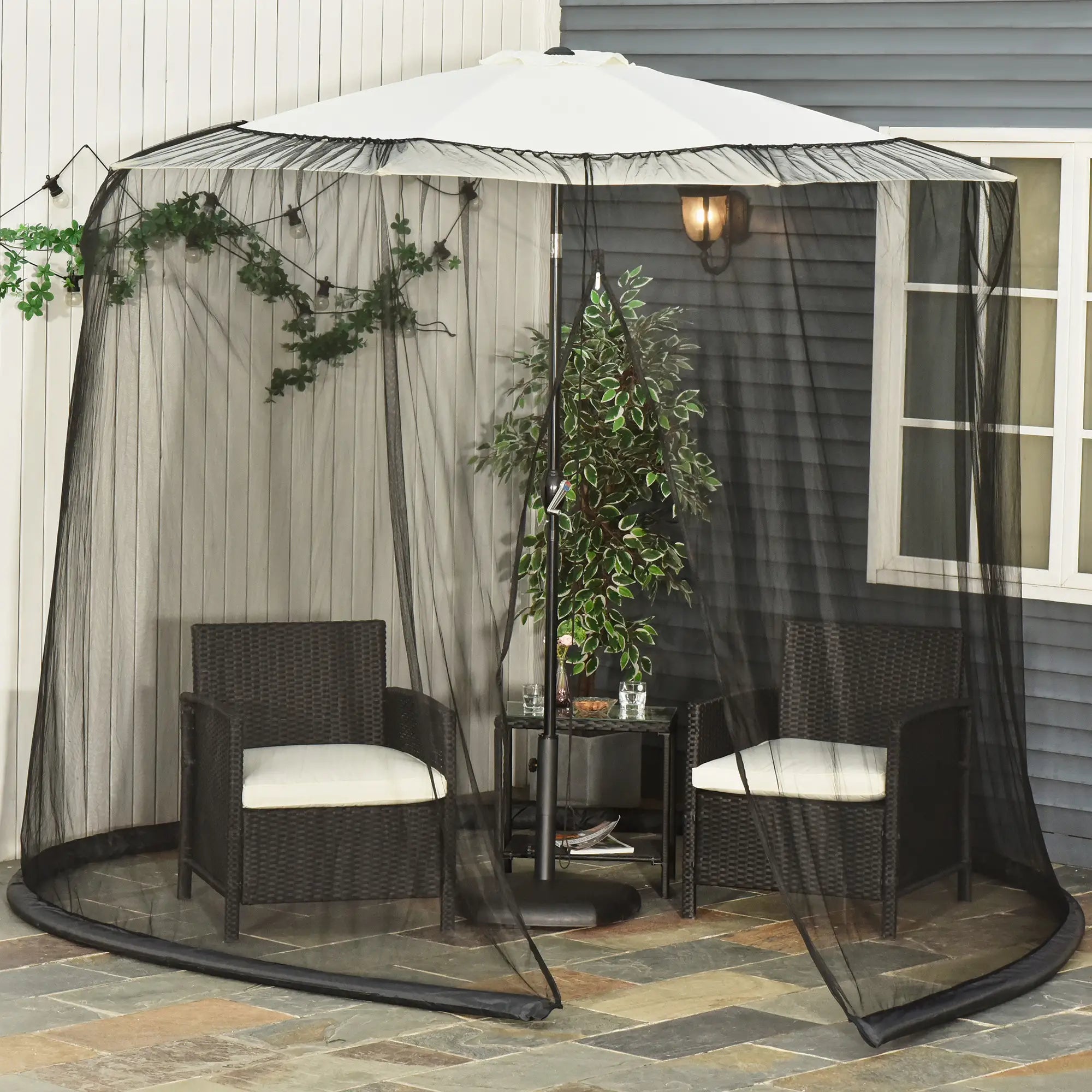 Patio Umbrella Bug Net, 7.5 Ft Mesh Screen with Zippered Door, Black Gazebo Sidewalls at Gallery Canada