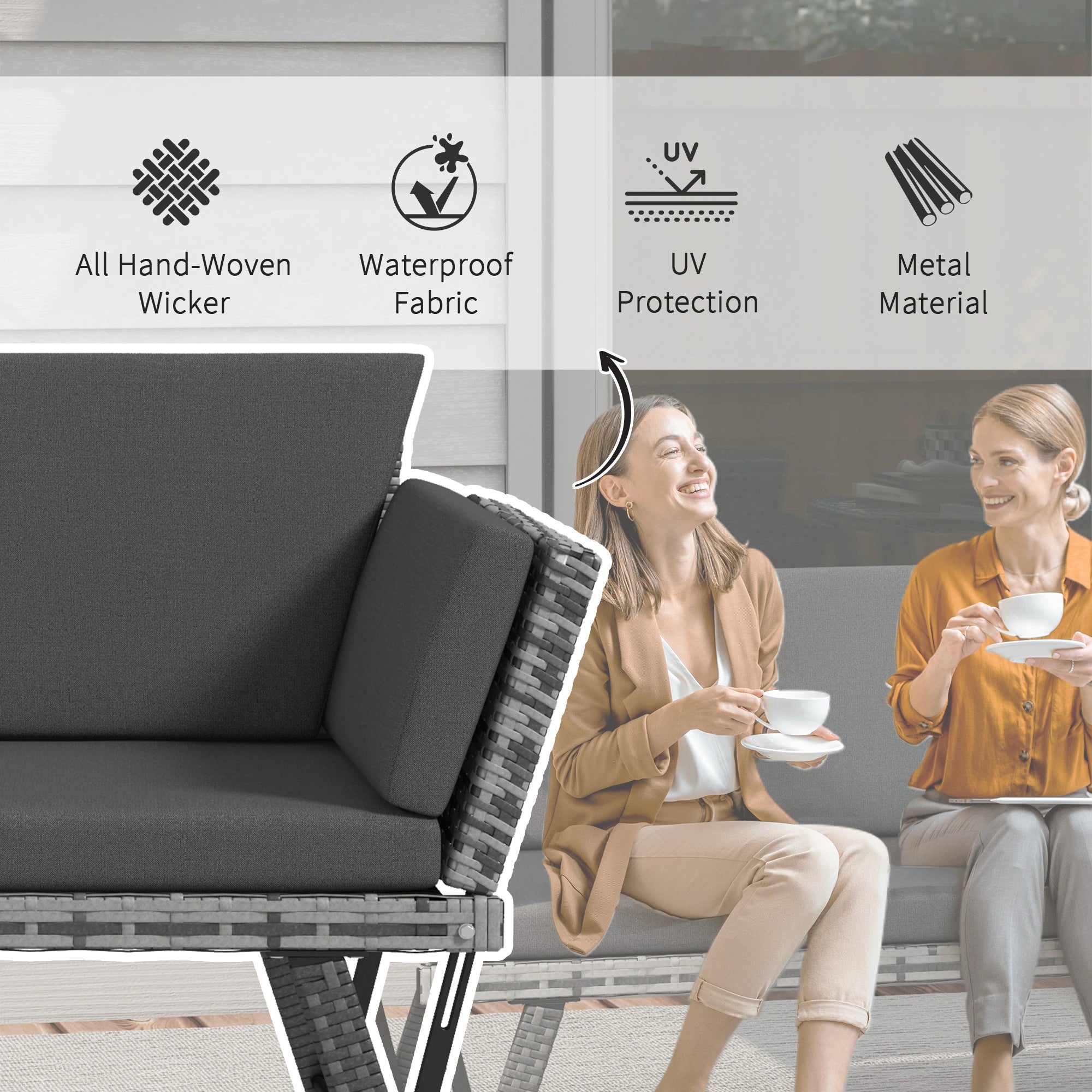 Convertible Wicker Loveseat, Grey Patio Chaise Lounge, Grey Patio Furniture Sets at Gallery Canada