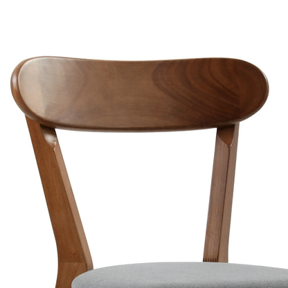 Upholstered Linen-Look Dining Chairs, Rubberwood Legs, Set of 2, Grey & Brown