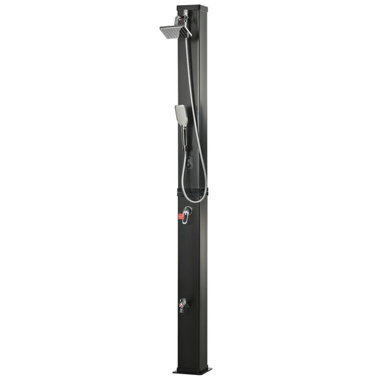 10.6Gal Outdoor Solar Shower, 360 Rainfall, Handheld Head, 60℃ Outdoor Swimming Pools & Hot Tubs Black at Gallery Canada