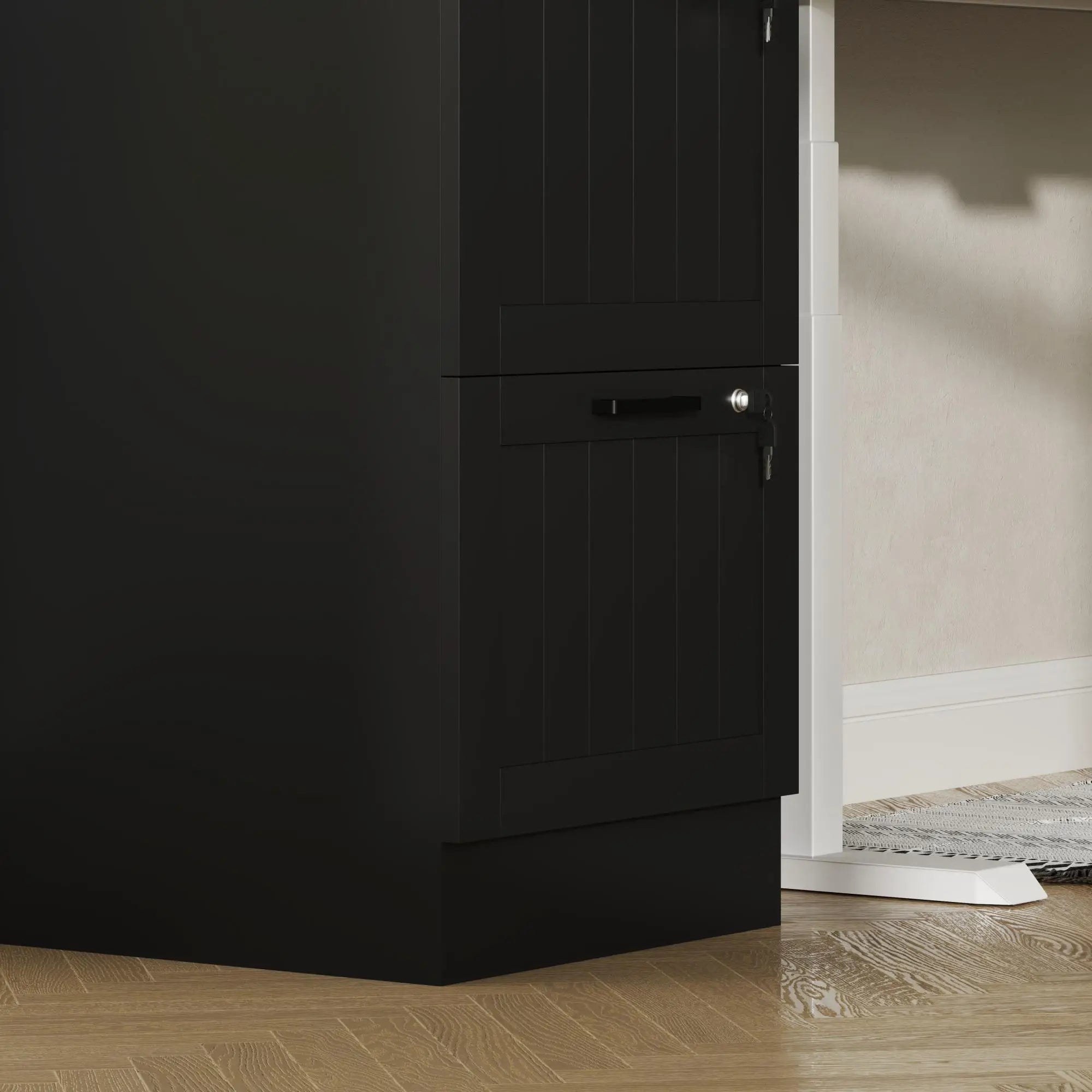 3 Drawer Filing Cabinet with Lock, Adjustable Hanging Bars, Black Office Cabinets & Cupboards at Gallery Canada