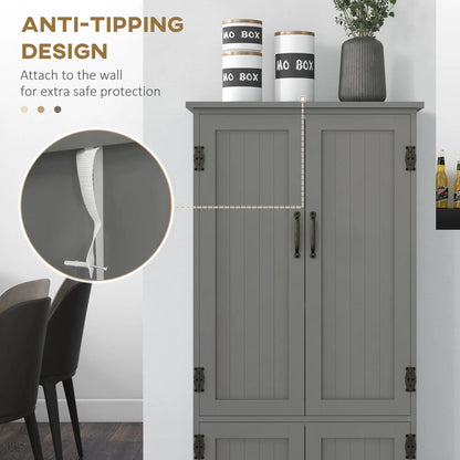 4-Door Storage Cabinet, Adjustable Shelves, Large Space, Grey Kitchen Pantry Cabinets at Gallery Canada
