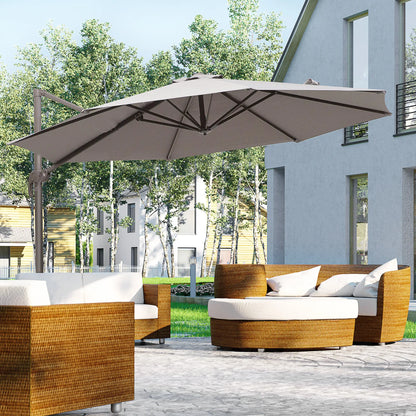 10ft Cantilever Patio Umbrella, 360° Rotation, Crank, Grey Cantilever Umbrellas at Gallery Canada