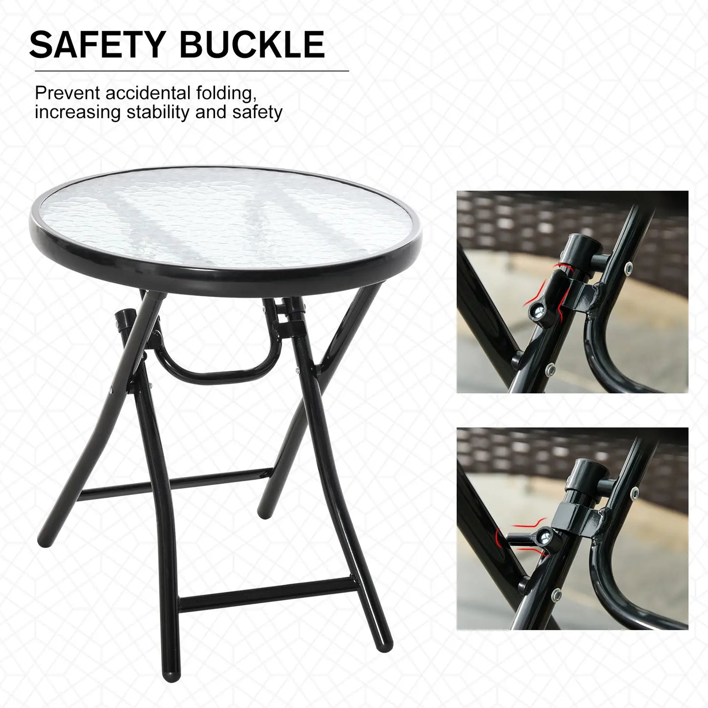 18" Round Folding Coffee Table, Tempered Glass Top, Portable for Patio, Balcony Patio Side Tables at Gallery Canada