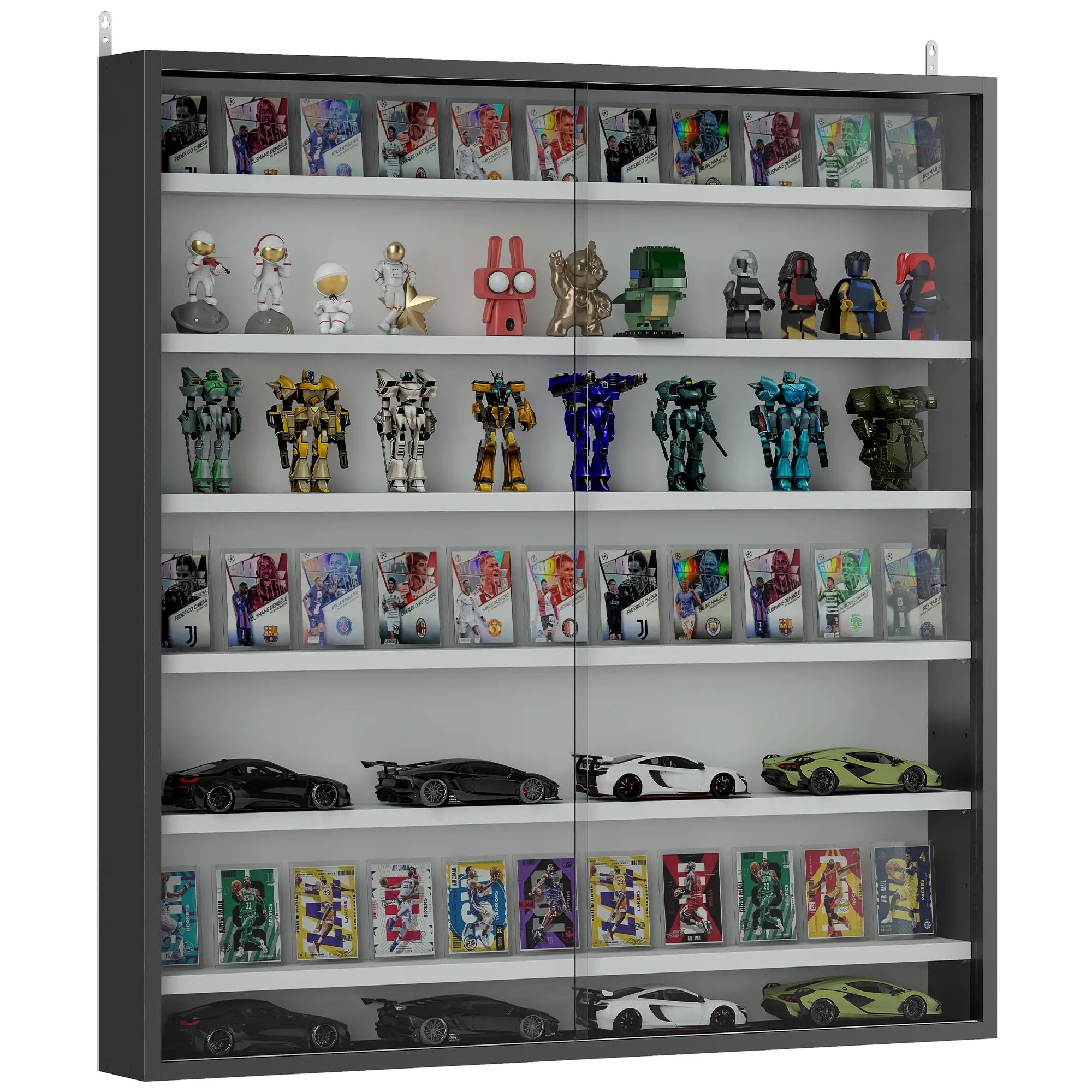 7-Tier Glass Display Cabinet, Black And White Display Bookshelves at Gallery Canada