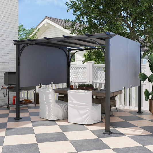 10' x 10' Outdoor Pergola, Steel Frame, Grey Pergolas Grey, Black at Gallery Canada