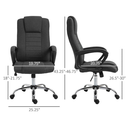 High Back Office Chair, Adjustable Height, Swivel Wheels, Tilt, Charcoal Grey Executive & Manager Chairs at Gallery Canada
