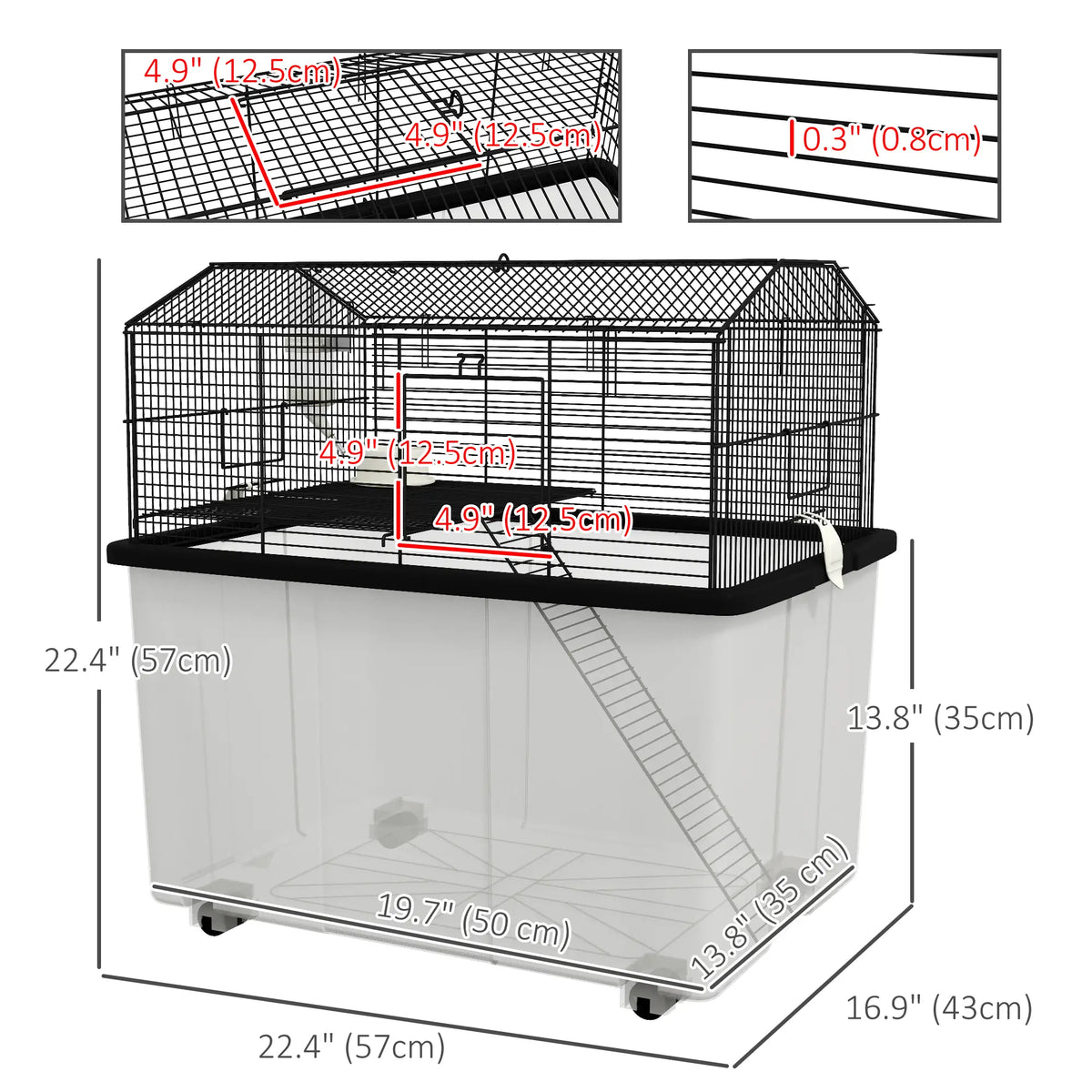 Hamster House, Gerbil Habitat, Wheels, Detachable Bottom, Black Hamster Cages at Gallery Canada