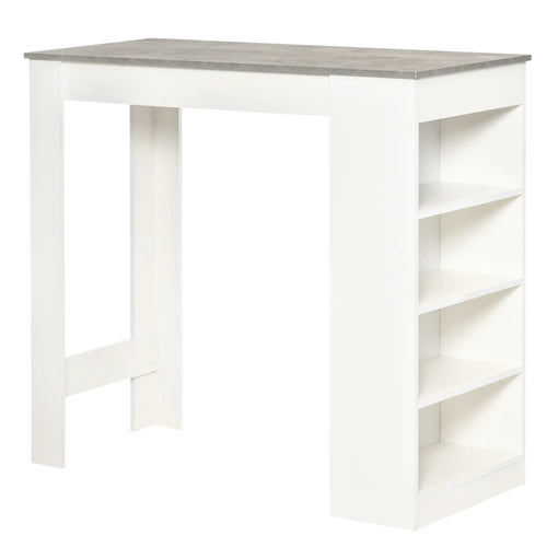 Bar Table, High Top Pub Table with 4 Shelves, Modern, Grey