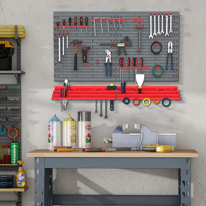 54 Piece Plastic Pegboard Panels, Wall Mounted Garage Storage, 50 Hooks, Red Tool Organizers at Gallery Canada