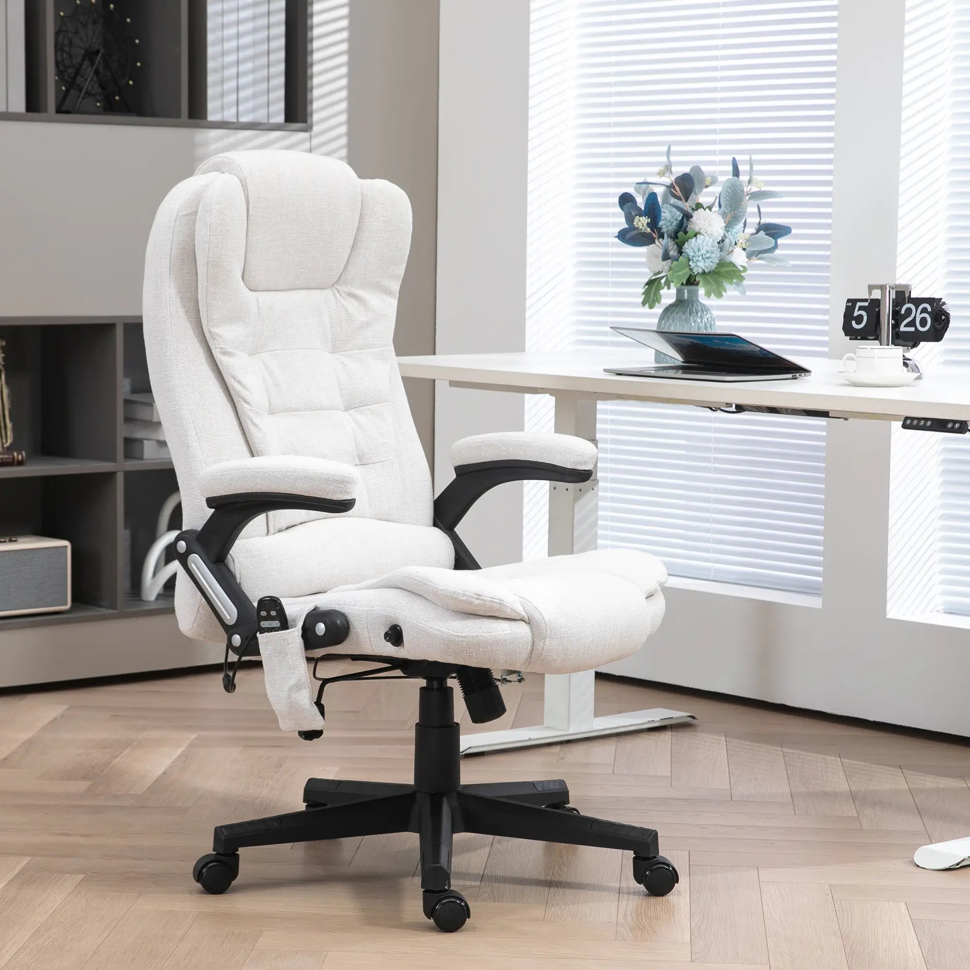 Reclining Massage Office Chair, High Back, Swivel Wheels, White Massage Chairs at Gallery Canada