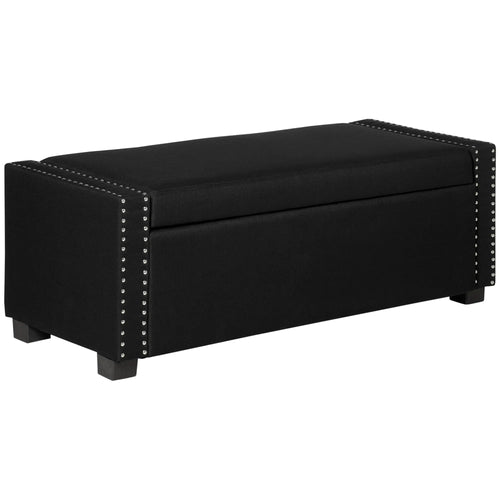 Flip Top Storage Bench, Upholstered Ottoman, 48L, Dark Grey