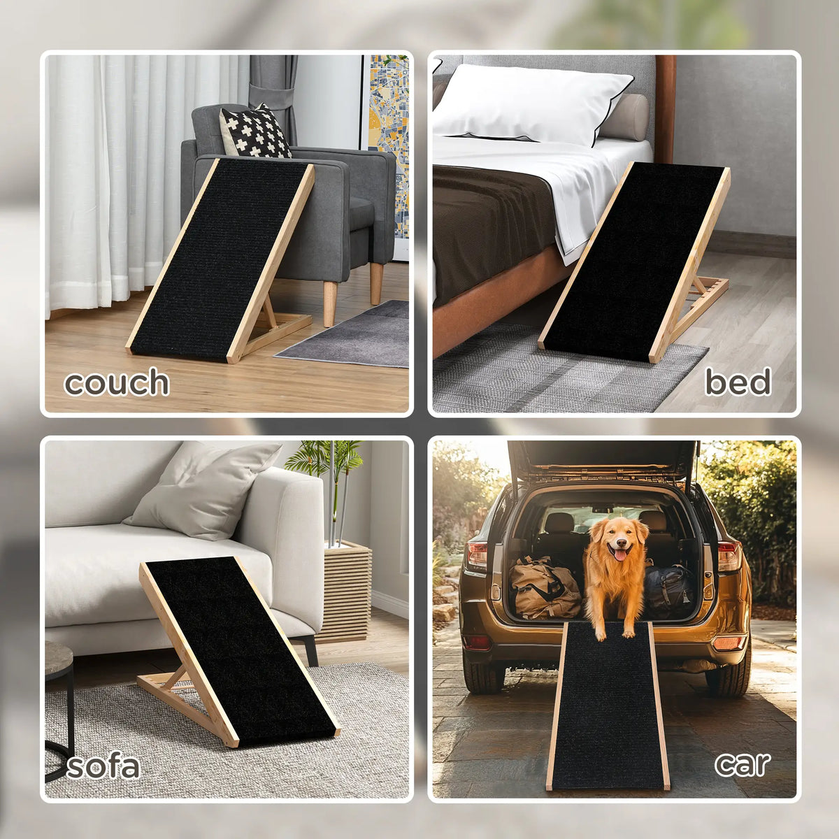 Foldable Dog Ramp for Bed Couch, Height Adjustable, Non Slip Carpeted Surface Dog Stairs at Gallery Canada