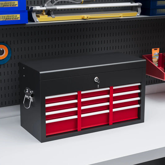 6 Drawer 24" Portable Tool Box, Ball Bearing Slides, Metal Tool Chest Tool Organizers Black, Red at Gallery Canada