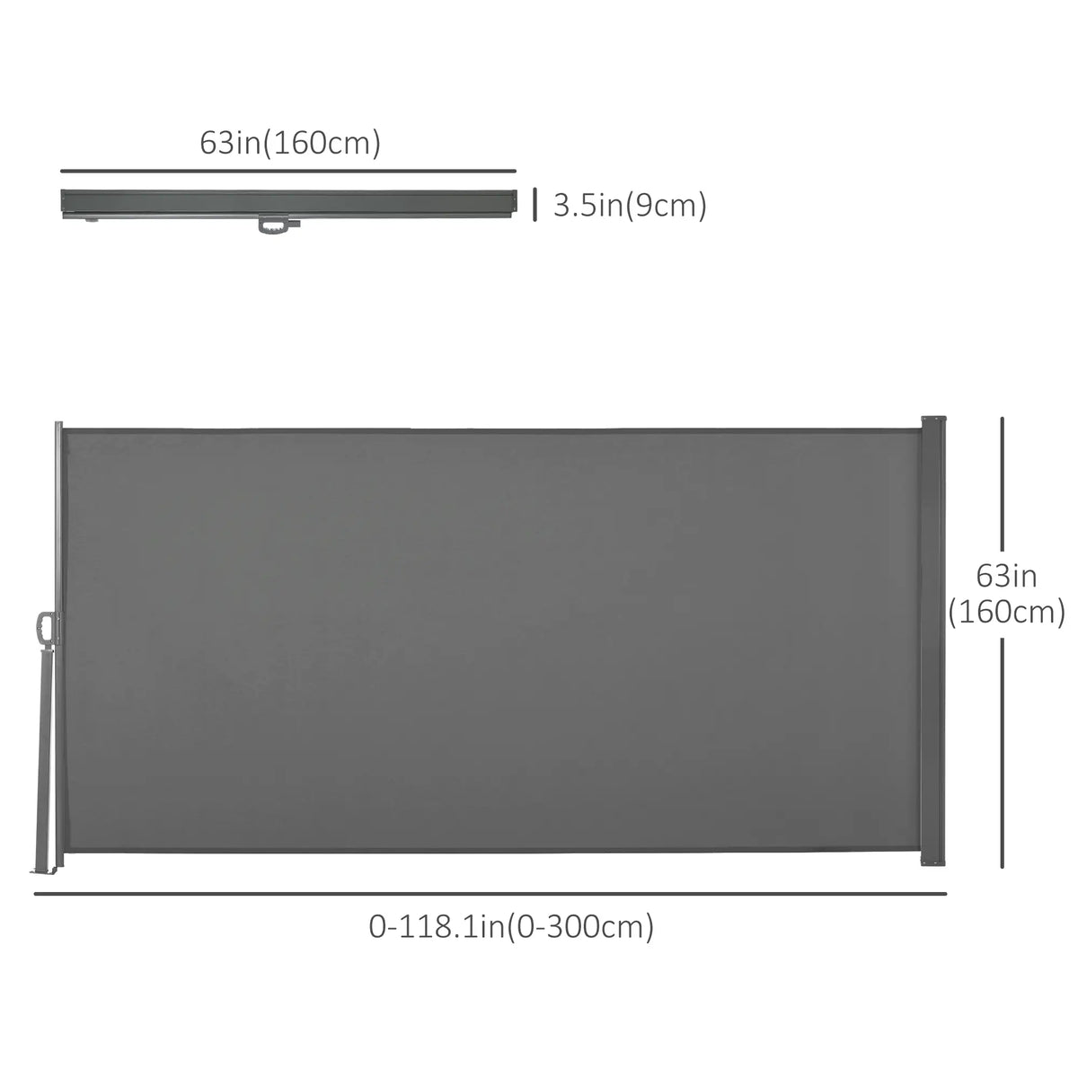 Outdoor Folding Retractable Side Awning, UV Wind Resistant, 118" x 63", Light Grey Side Awnings at Gallery Canada
