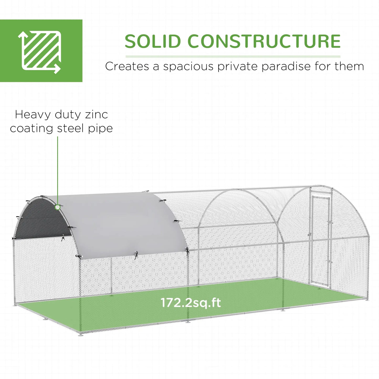 Large Metal Chicken Coop, Walk-in Enclosure, Poultry Hen Run, Rabbit Hutch, 9.2' x 18.7' x 6.5', Silver Chicken Coops at Gallery Canada