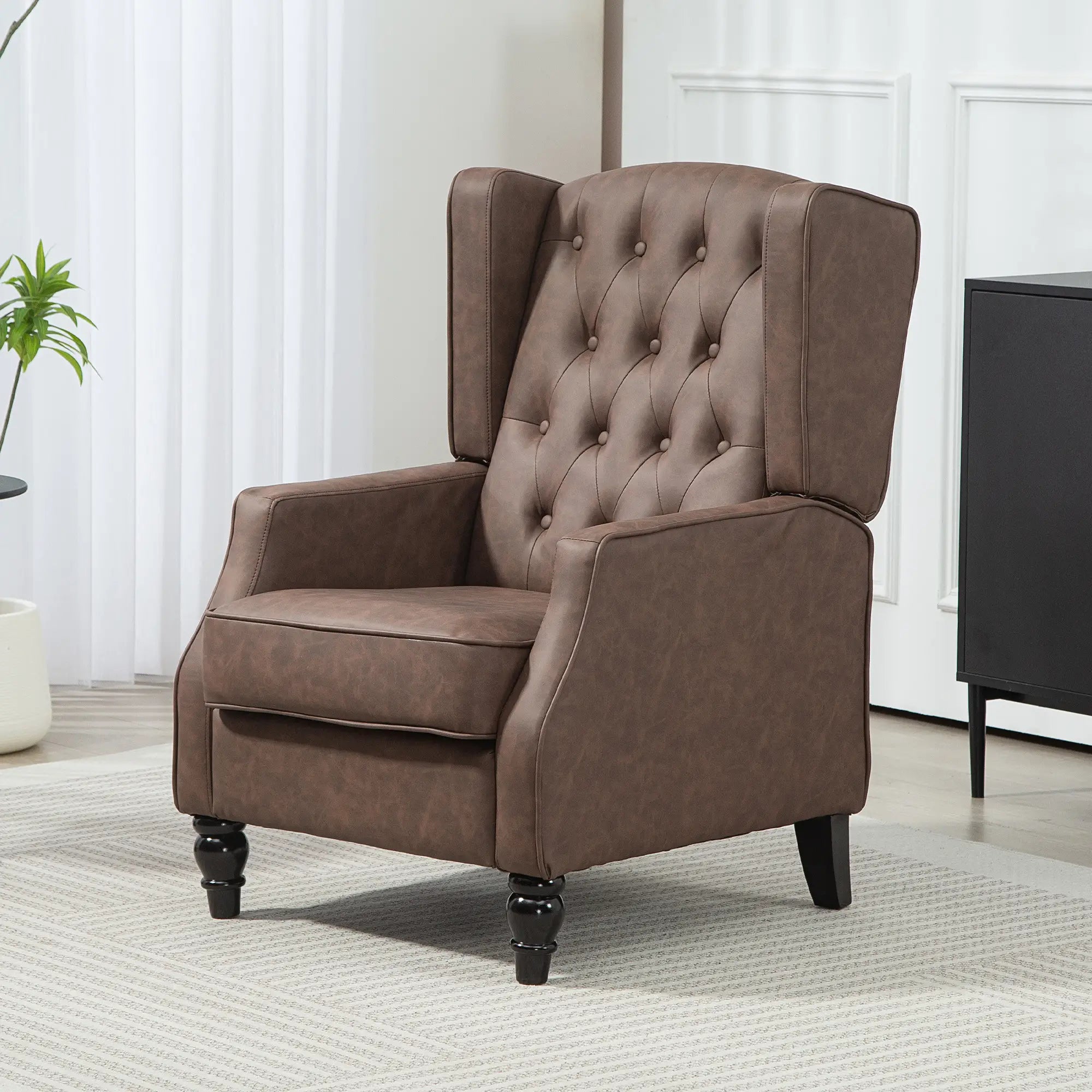 Faux Leather Armchair, Modern Accent Chair, Thick Padding, Brown Accent Chairs at Gallery Canada