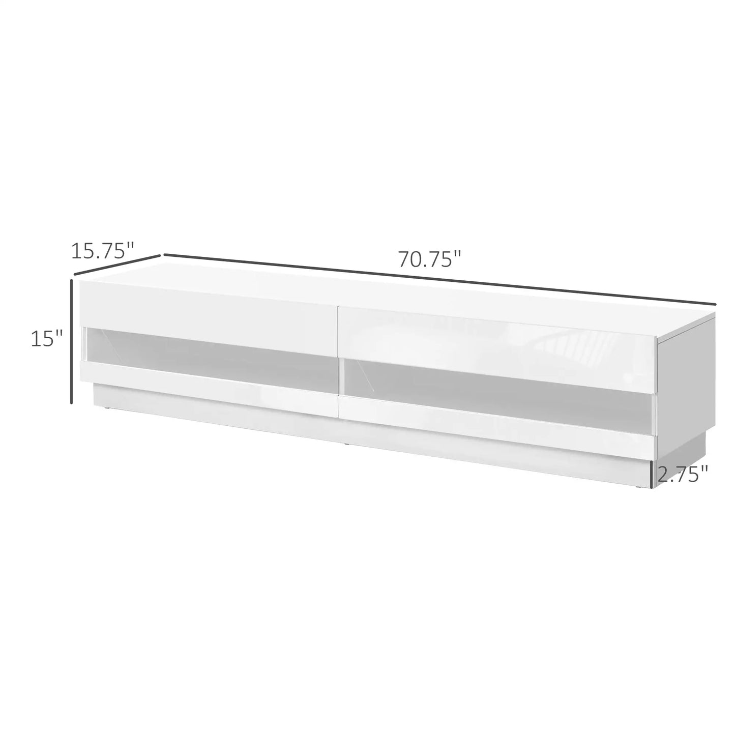 Lighted TV Stand for 75" TVs, Storage Cabinet, High Gloss, White TV Stands at Gallery Canada