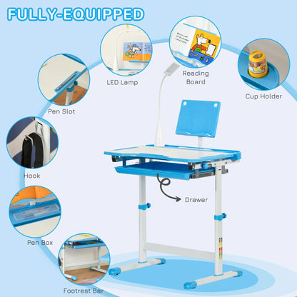 Adjustable Kids Desk and Chair Set, Tilt Desktop, Blue Kids Desk Sets at Gallery Canada