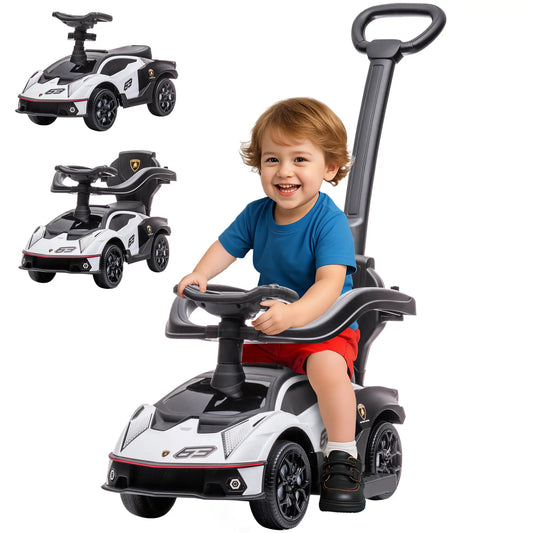 3 in 1 Ride on Push Car for Toddlers, Safety Footrest Horn, White Push Cars for Toddlers White, Black at Gallery Canada