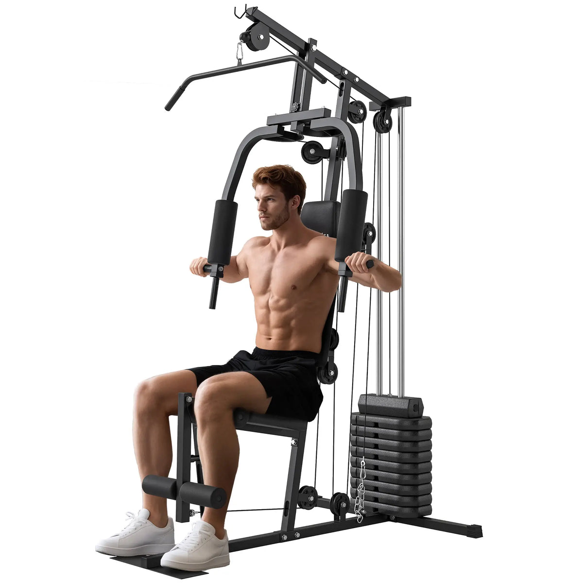 Multifunction Home Gym, 99lbs Weight Stack, Full Body Workout Power Towers Black at Gallery Canada