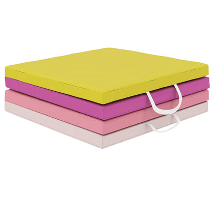 8ft Folding Gymnastics Mat, Thick Exercise Mat with Carry Handles Gymnastics Mats Yellow, Pink at Gallery Canada