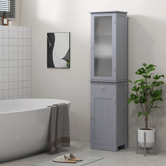 Tall Bathroom Cabinet, 2 Doors, Adjustable Shelves, Grey Bathroom Cabinets Grey at Gallery Canada
