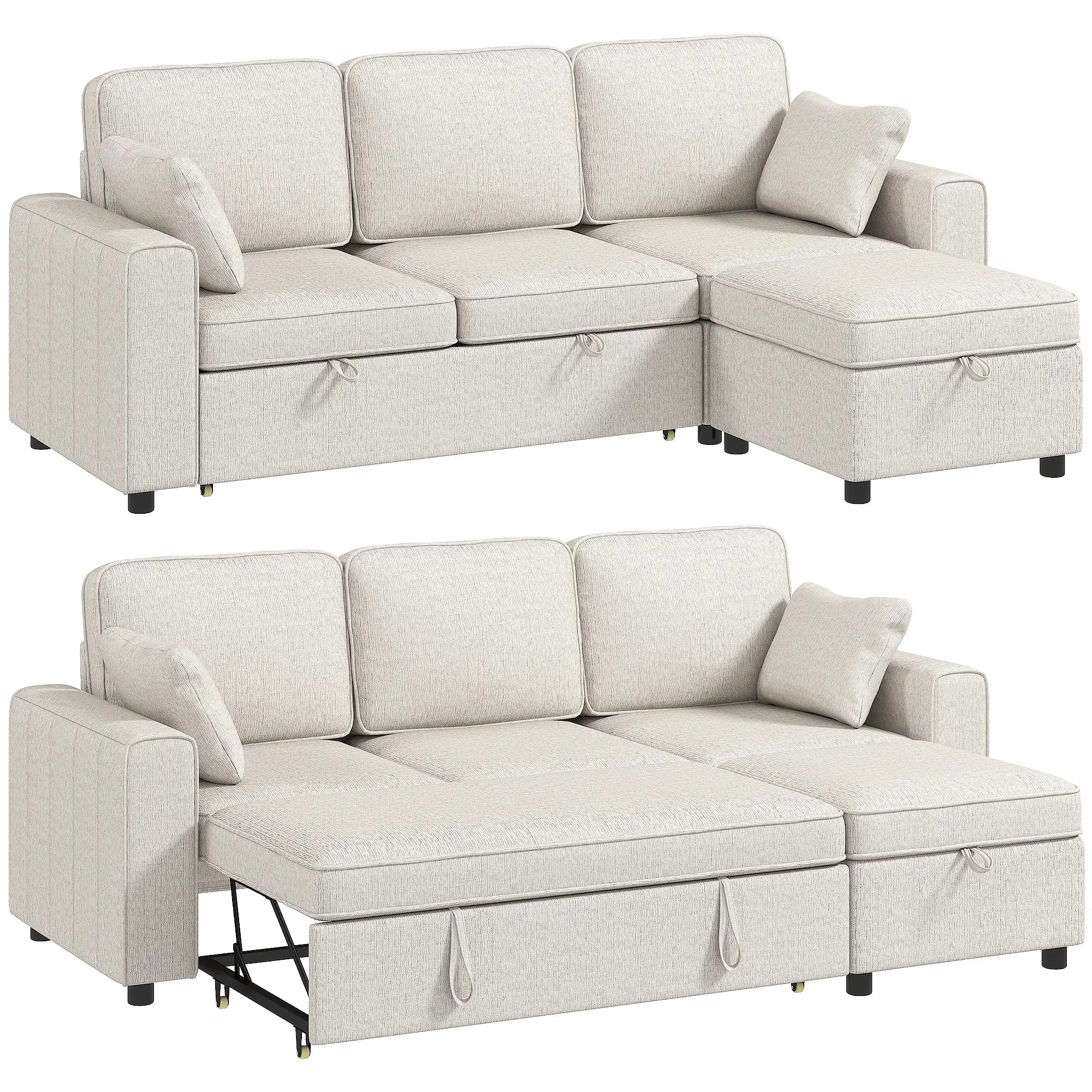 Modular Sectional Sofa Bed With Reversible Ottoman, Beige Sofas & Reclining Chairs at Gallery Canada