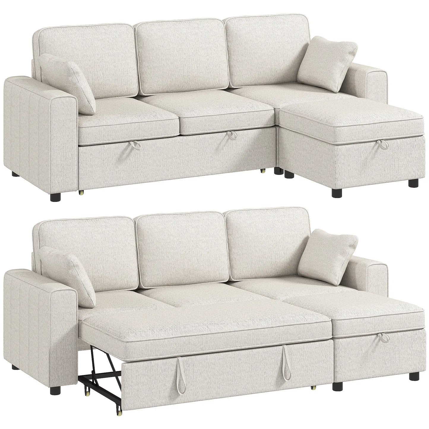 Modular Sectional Sofa Bed With Reversible Ottoman, Beige Sofas & Reclining Chairs at Gallery Canada