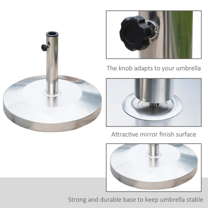 19" Round Patio Umbrella Stand, Stainless Steel Base, Silver Umbrella Bases at Gallery Canada