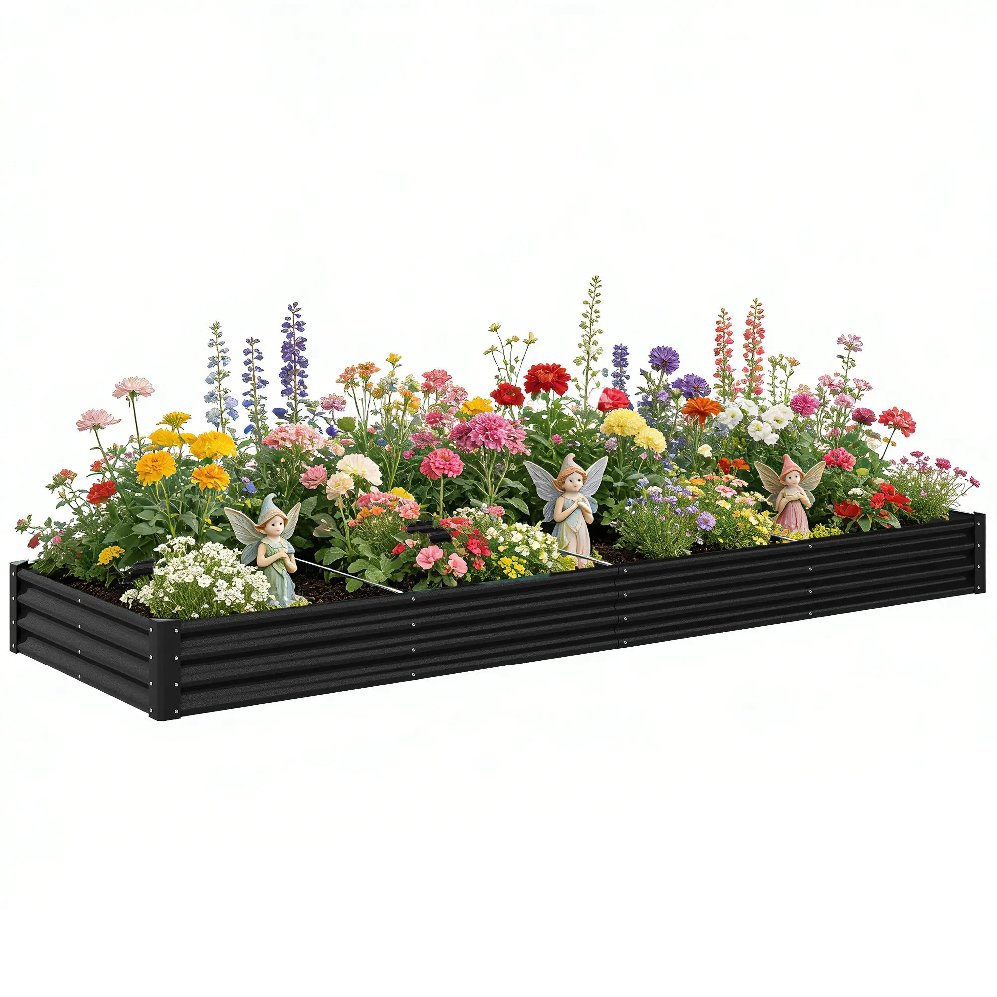 12x4x1ft Galvanized Raised Garden Bed, Reinforced Outdoor Planter Box, Black Galvanized Planter Boxes at Gallery Canada