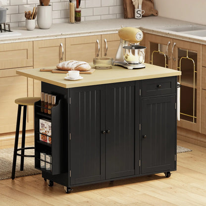 Kitchen Island Cart With Drop Leaf, Drawer, Rack, Black Kitchen Islands & Kitchen Carts at Gallery Canada