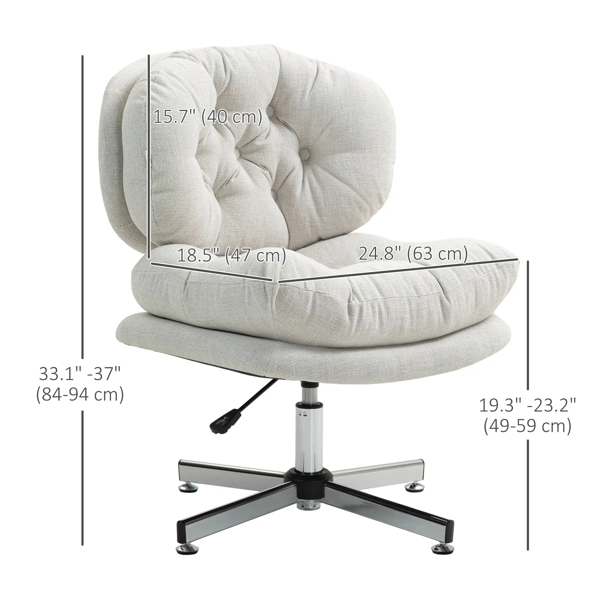 Armless Office Chair, Wide Padded Seat, Adjustable Height, Cream White Task Chairs at Gallery Canada