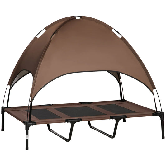 Elevated Dog Bed with Canopy, Portable Dog Cot, XL, 48" x 36" x 43", Coffee Elevated Dog Beds Coffee and Black at Gallery Canada
